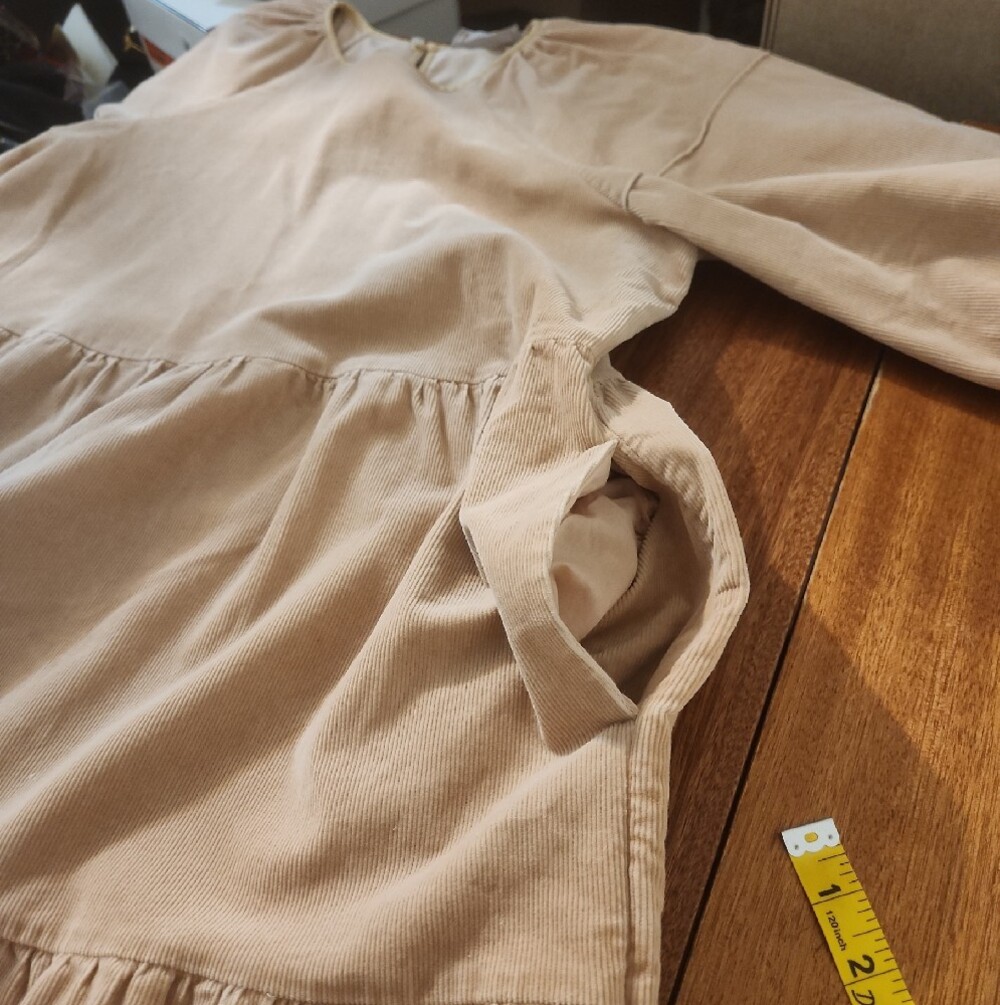 Everlane Blush Puff Sleeve Tiered Midi Sz M - Picture 10 of 14